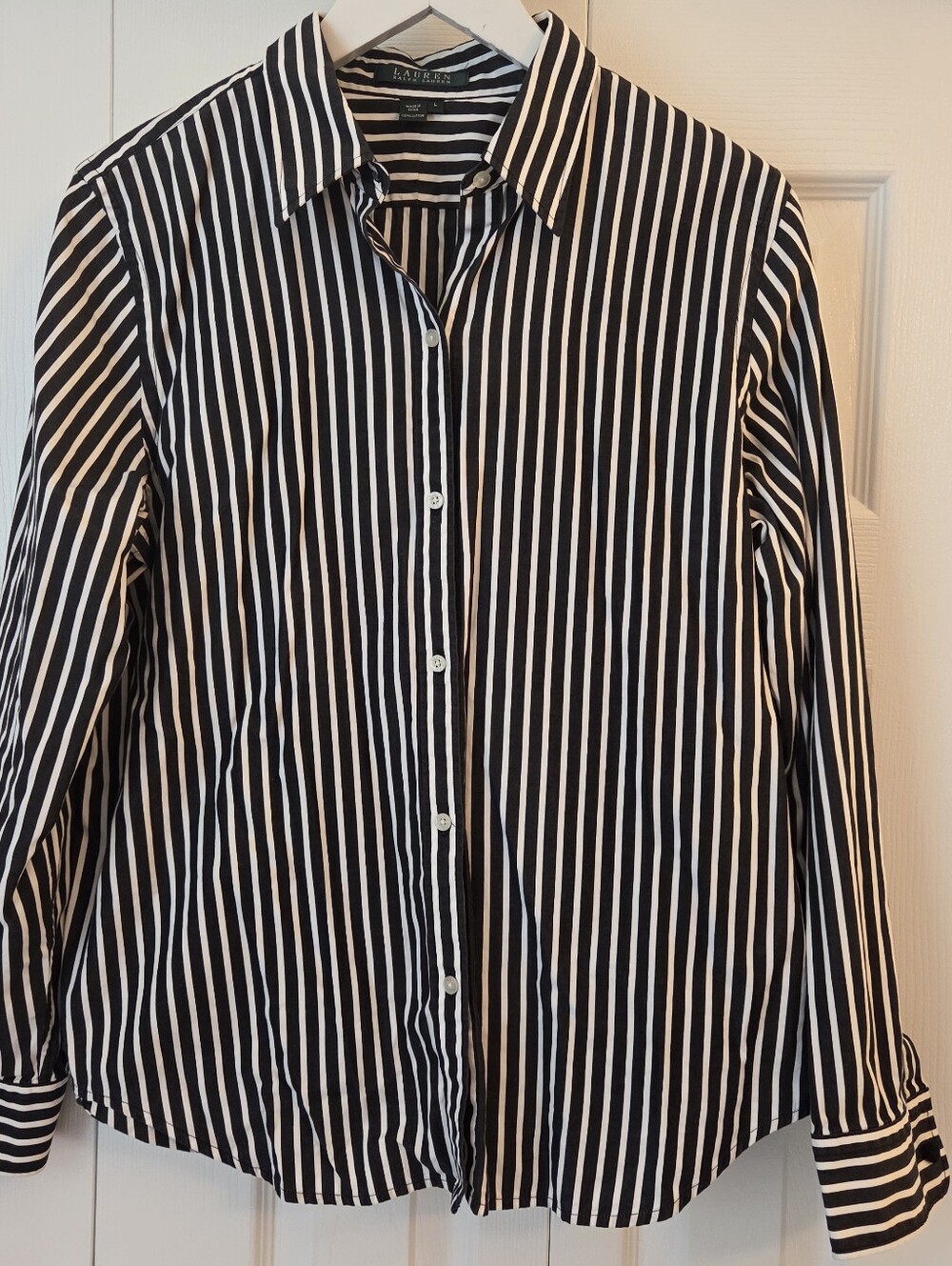 Lauren Ralph Lauren Black & White Striped Button Down Shirt